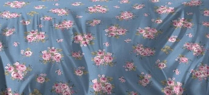 Image of 3D Print 180 TC Cotton Feel All Around Elastic Fitted Bedsheets King Size, for Double Bed with 2 Pillow Covers, Size- 78 inch x 72 inch (Blue Flower)