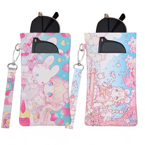 Image of Double Eyeglass Case Soft Dual Glasses Case for Women Men Travel Squeeze Top Sunglasses Cases Eyeglasses Pouch