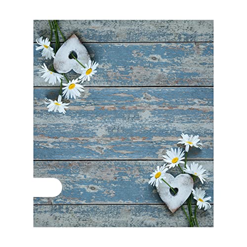 Texupday Daisies Love Heart Blue Wood Board Mailbox Cover With Magnetic Strip Spring Summer Flower Mailbox Wraps Post Letter Box Cover Standard Size 21" X 18" For Garden Outdoor Yard Decor #TOP3