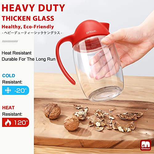 Gmisun Olive Oil Dispenser Bottle With Auto Flip Cap, 21Oz Leakproof Cooking Oil Dispenser, Kitchen True No Drip Oil And Vinegar Cruet Container With Non-Slip Handle, Cute Penguin Design (Red) #TOP6