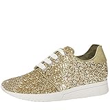brautschuhe gold glitter  Fiarucci Brautschuhe Lizzi - Damen, Sneaker, Gold, Glitzer, Bequem Gepolstert, Hochzeitsschuhe, Gr. 41 (UK 8)