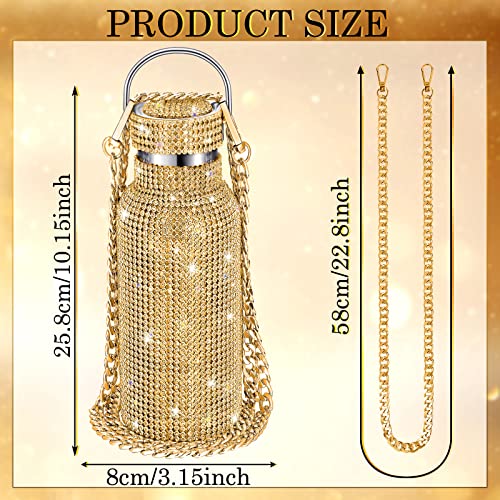 Geiserailie Botella Térmica de Agua Diamante con Rhinestones Brillantes de Acero Inoxidable Reutilizable 750 ml Color Oro miniatura 2