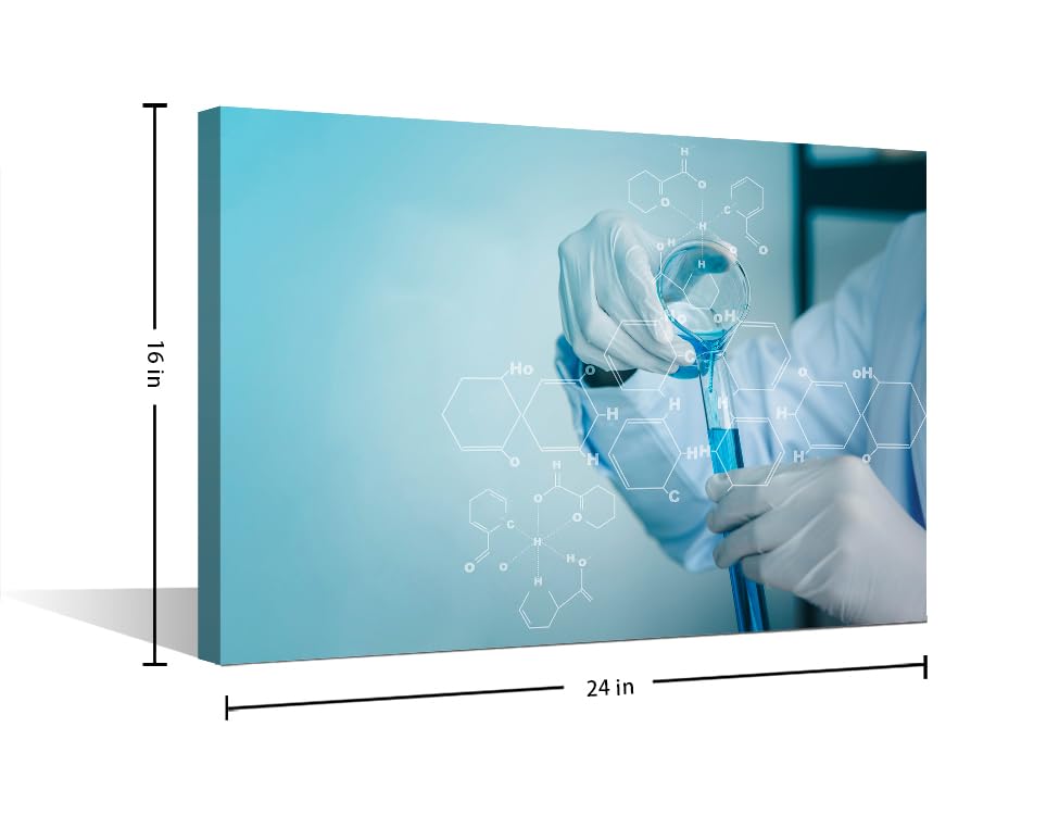 Image of TUMOVO 1 Pieces Clinical Laboratory Black and White Wall Art Medical Artwork Wall Decor for Bedroom Medical Scientific Experiments Wall Art Print on Canvas Framed Ready to Hang (16 inch Wx24 H)