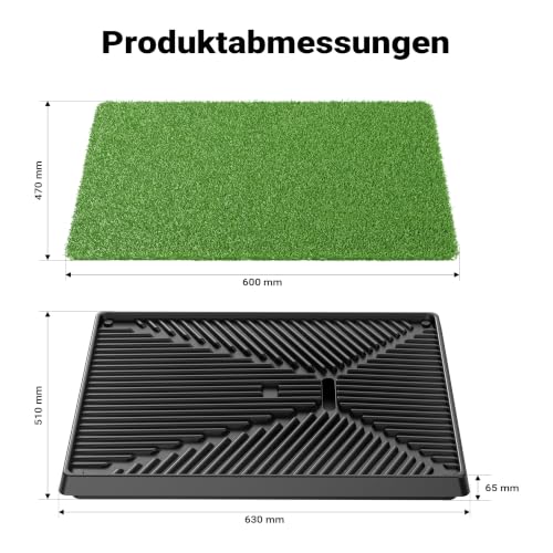 Fudajo Welpen Hundetoilette mit Gras 63x51cm – Hundeklo mit Kunstrasen als Trainingsunterlage für Welpen und Hunde