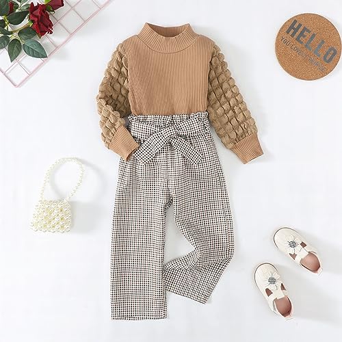 Image of Little Girls Clothes Kids Fall Winter Outfits Pant Set for Girl Age 4-8