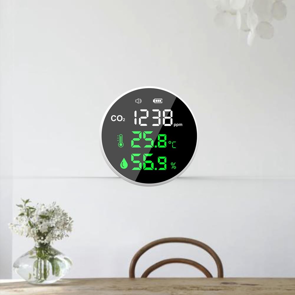 Detector de Dióxido de Portátil, Probador de Calidad del Aire, Medidor de CO2, Termómetro e Higrómetro