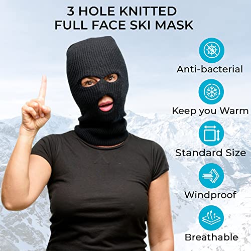 3 Hole Beanie Face Mask Ski - Warm Double Thermal Knitted - Men And Women (Gray) #TOP1