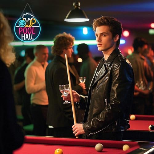 Image of Horseneon Pool Hall Beer Neon Sign LED Light Sign Wall Decor for Pool Hall, Game Rooms, Bars, Basements & Man Caves USB Powered, Adjustable Brightness Billiards Themed Lighting