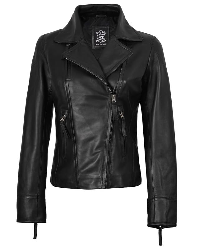 Decrum Womens Leather Jacket - Asymmetrical Style Casual Leather Jackets For Women2