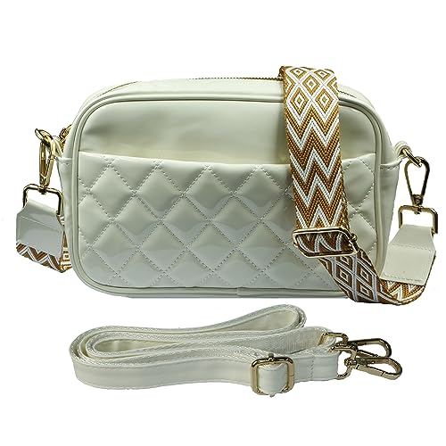 Vpoofree Bolso Bandolera Mujer Pequeña Cuero PU Bolso de Hombro moda Crossbody Bag con Hombro Extraíble y Ajustable (Blanco Bolsos bandolera para mujer)
