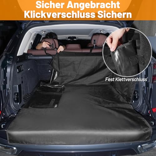 Aonext Kofferraumschutz Hund Gesteppt mit Seiten und Ladekantenschutz, Hundebett Kofferraum Wasserdicht & Kratzfest, Universal Hundedecke Auto Kofferraum