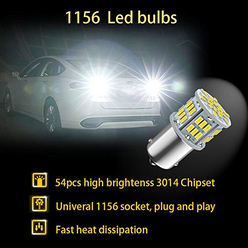 Melphan-Auto 1156 SMD 3014 LED Car Bulbs, 12V-24V, 6pcs, White, BA15S