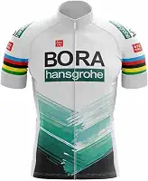 Camisa de Ciclismo Masculina Premium Bora Verde e Branca Manga Curta Zíper Total Proteção Solar Slim Bolso Traseiro