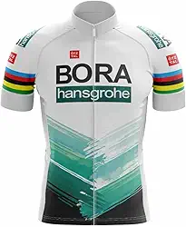Camisa de Ciclismo Masculina Premium Bora Verde e Branca Manga Curta Zíper Total Proteção Solar Slim Bolso Traseiro