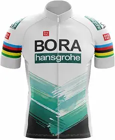 Camisa de Ciclismo Masculina Premium Bora Verde e Branca Manga Curta Zíper Total Proteção Solar Slim Bolso Traseiro