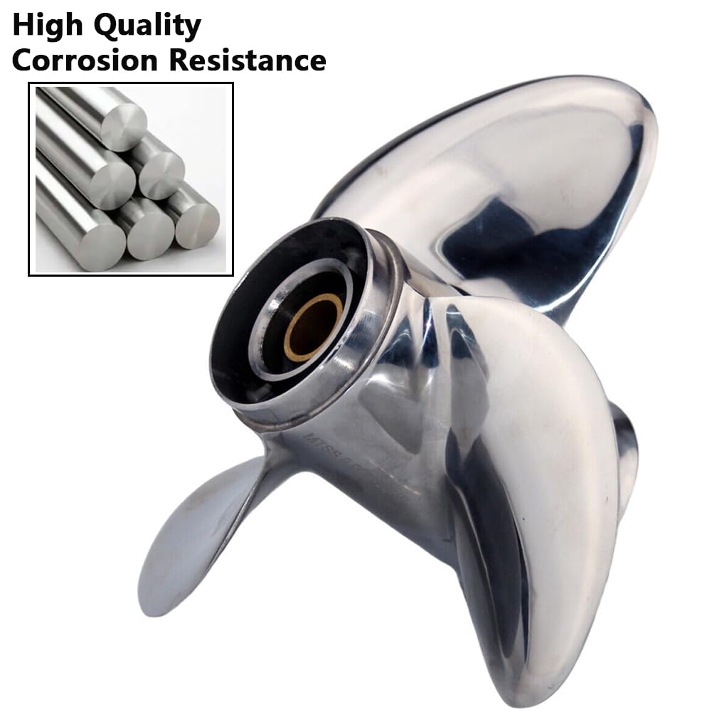 AQUAMAN Außenbord-Propeller (9,25 x 8/9/10/11), passend für Mercury-Motoren 9,9/15/20 PS Tohatsu-Motor 9,9/15/18 PS, 14 Spline (Aluminium/Edelstahl)