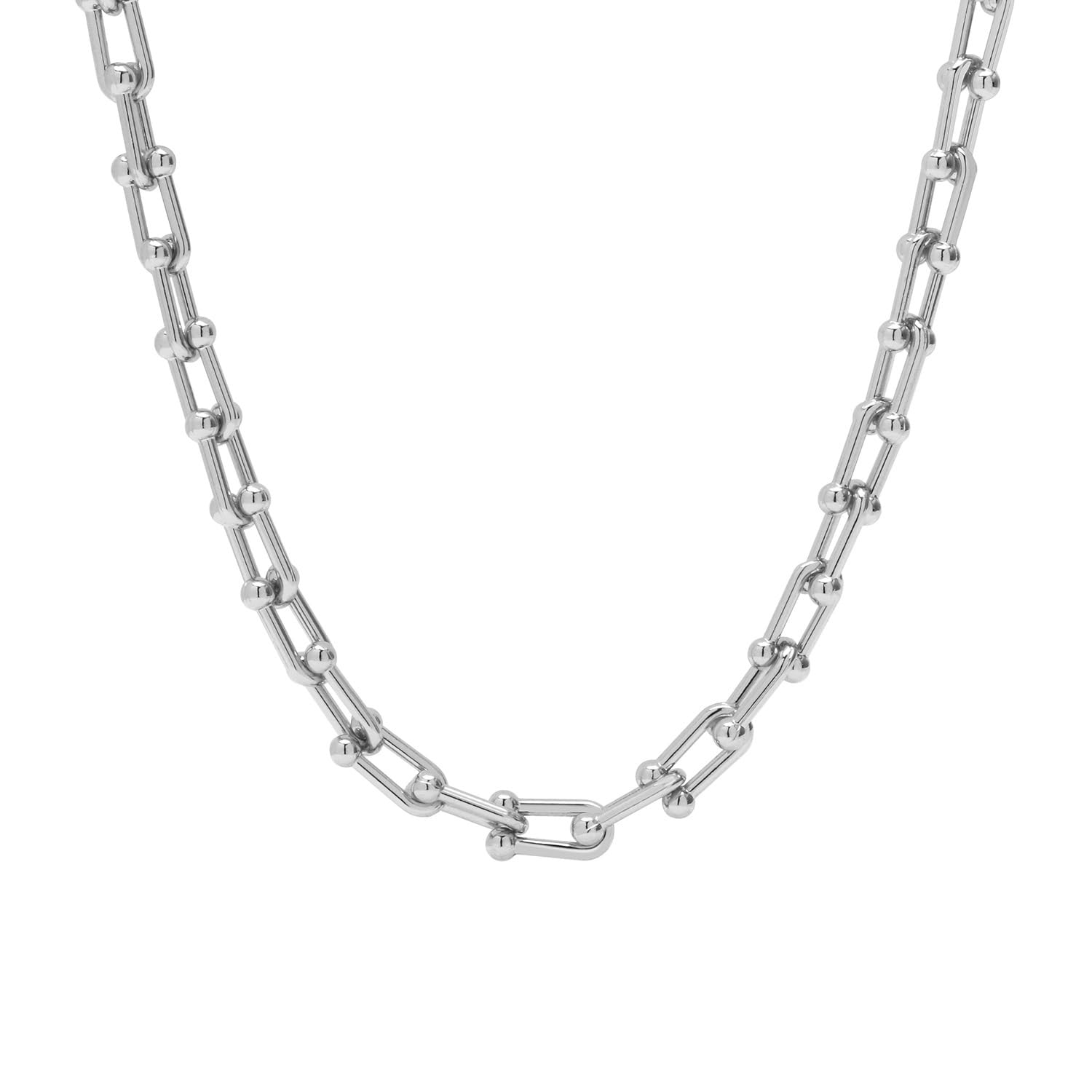 Lushboom18K Gold Plated U Shaped Bamboo Lock Chain Paperclip Chains Adjustable Necklace for Women Gold Plated Jewelry