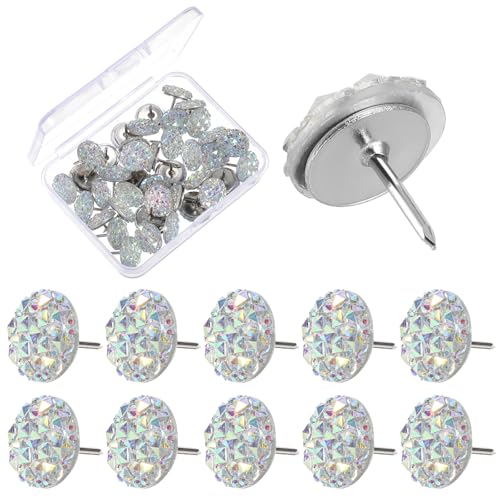 Molain 40 chinchetas decorativas de resina con diamantes de imitación para colgar en la pared, tablón de anuncios, tableros de corcho, pósteres