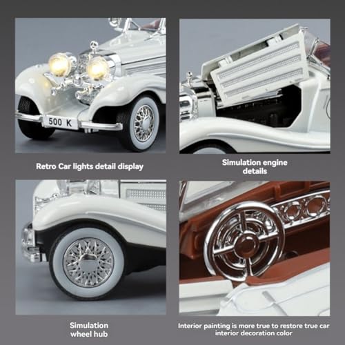 Image of Mercedes Benz 1936 500K Special Roadster SUV Car 1:32 Scale Model Car Exclusive Alloy Metal Pull Back Die-cast Diecast Metal Pullback Toy Openable Doors & Light Music【Colors as Per Stock 】