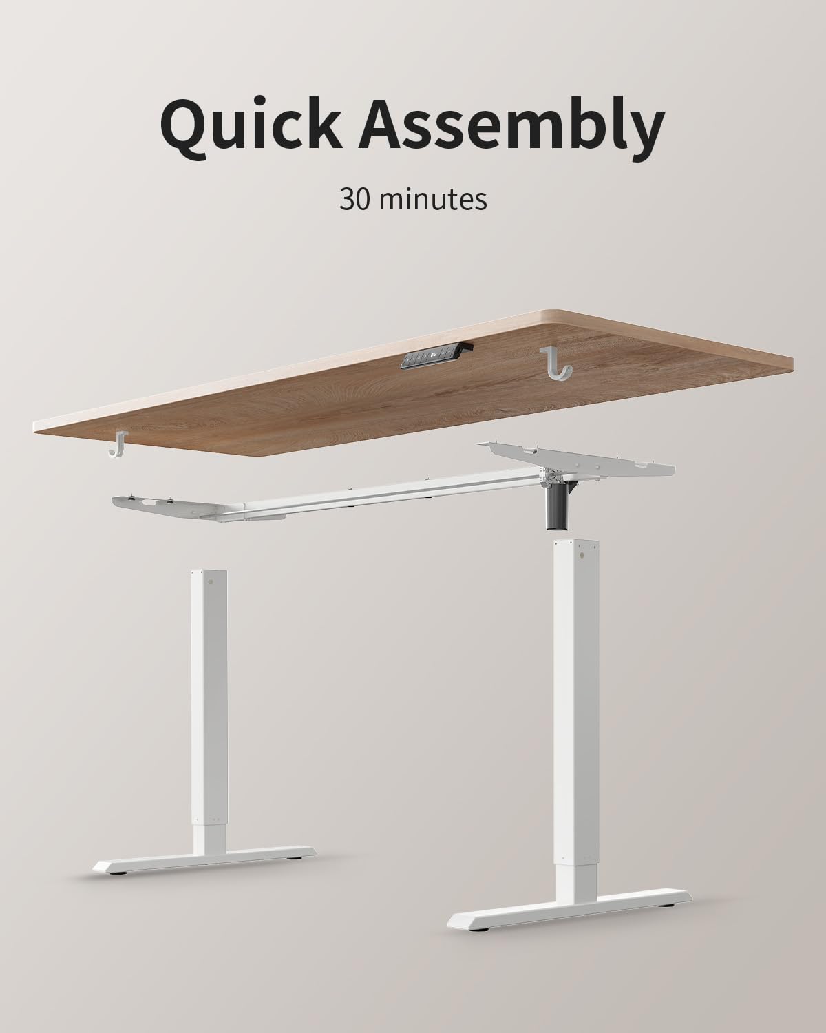 FEZIBO Höhenverstellbarer Schreibtisch EINTEILIGER Tischplatte, 120 x 60 cm Schreibtisch Höhenverstellbar mit USB-A und USB-C-Ladeanschlüssen, Steh-Sitz Tisch für Heimbüro, Standing Desk, Eiche