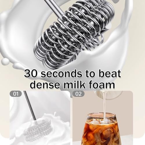 Miniatura 6 de Espumador De Leche Eléctrico, Doble Batidor De Mano Espumador De Leche De 3 Marchas, Con Usb Recargable, Espumador De Leche Manual Para Café Latte Capuchino Huevos Batiendo, Negro