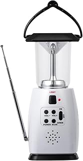 Solar Hand Crank Emergency Lantern with FM Radio, 8 LED Camping Light, USB Charging Port, Waterproof IP44, Rechargeable Battery for Camping, Hiking, Fishing