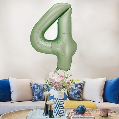 Miniatura 6 de Globo del número 4, globos de número grande de 40 pulgadas, decoración de fiesta de cumpleaños de 4 años, decoración de letrero de cumpleaños de 4
