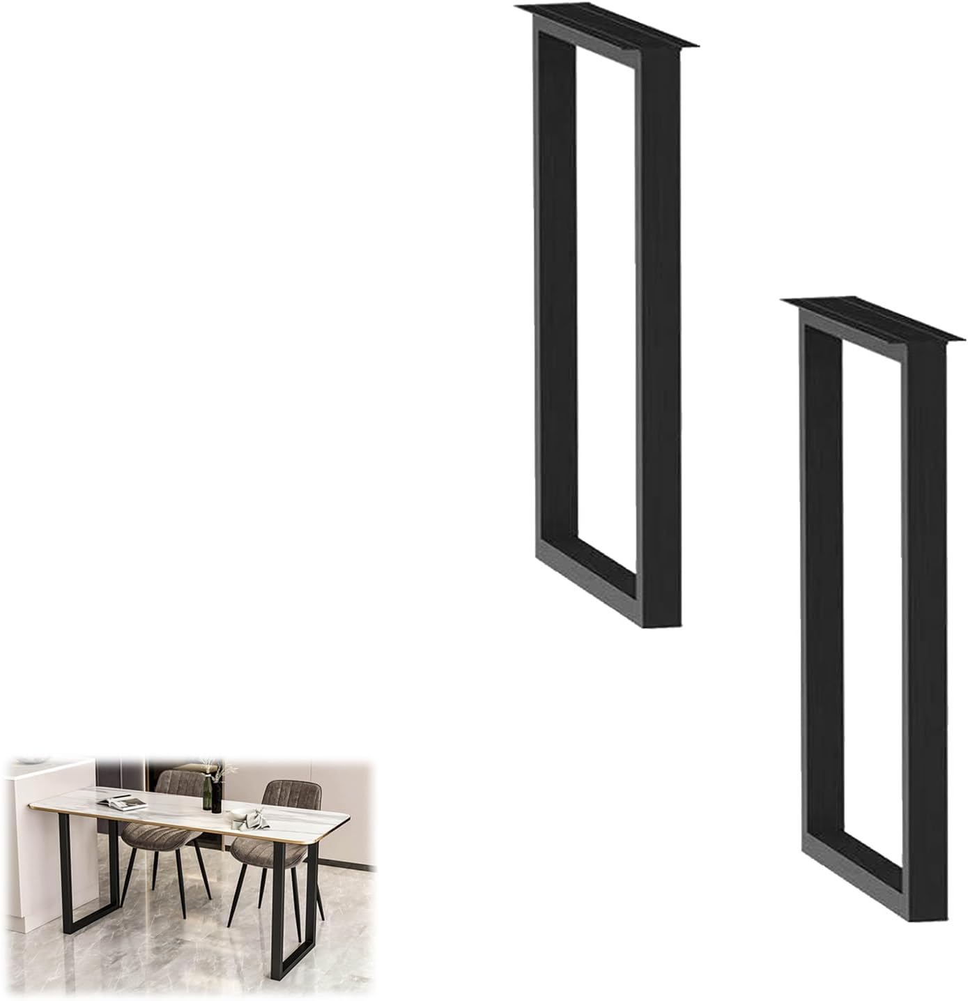 Metal Heavy Furniture Legs，Square Reinforced Steel Office Table Legs,Heavy Duty Metal Furniture Feet,for Furniture, TV Stand and Bench(40x70cm)