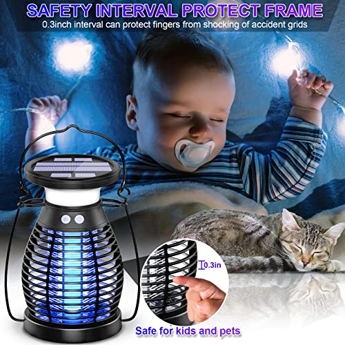 Solar Bug Zapper Indoor Outdoor - Electric Mosquito Zapper Waterproof Uv Bug Killer, 3 In 1 Emergency Power Supply, Led Light, Rechargeable Insect Fly Traps For Home, Kitchen, Patio, Backyard, Camping #TOP5