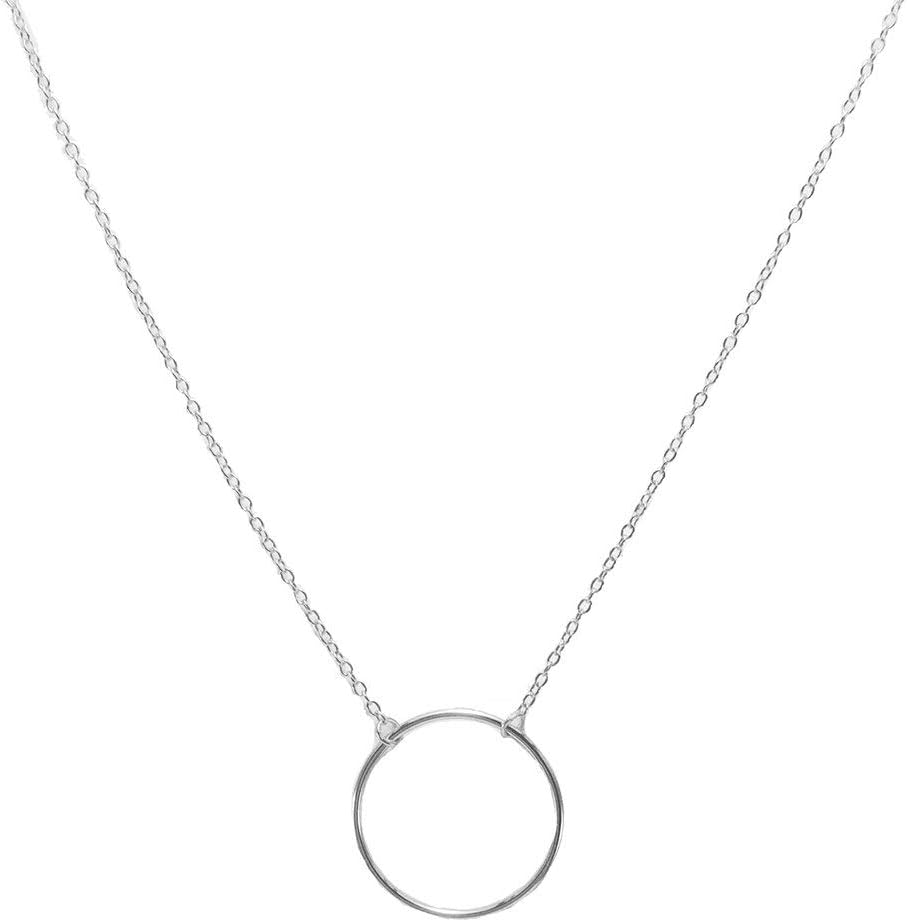 S.J JEWELRY Womens Friendship Gift Handmade 14k Gold Plated/Rose Gold/Silver Plated Dainty Moon Cross and Circle Choker Necklace