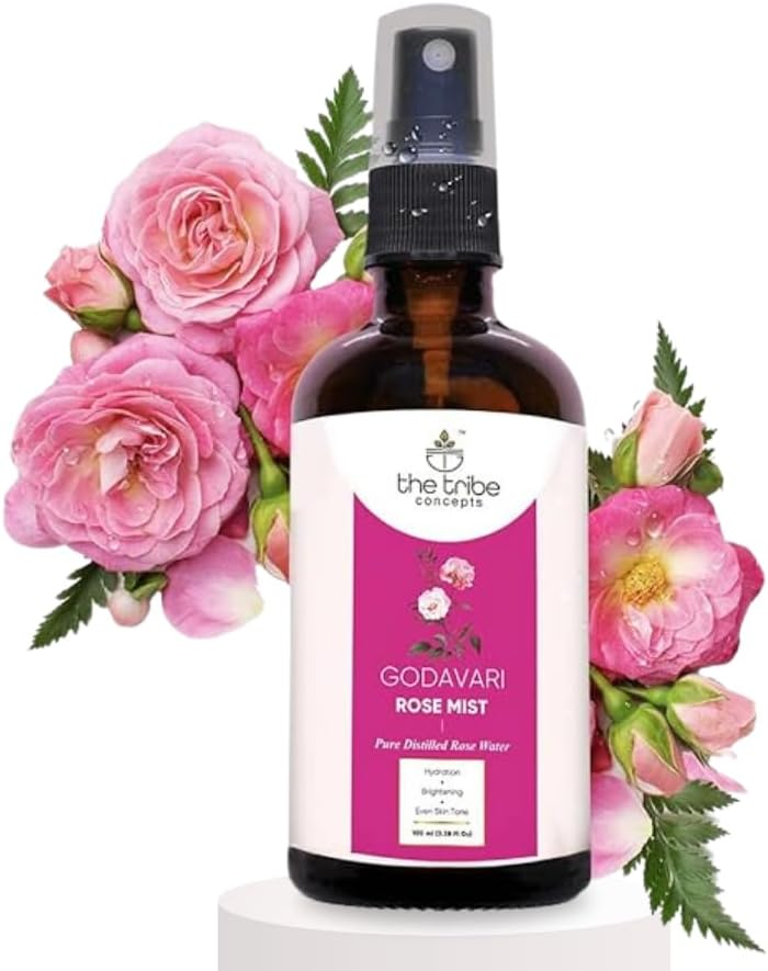 The Tribe Concepts Godavari Rose Mist Face Toner, Pure Distilled Rose Water For Hydration, Brightening & Even Skin Tone - 100 ml (Pack of 1)