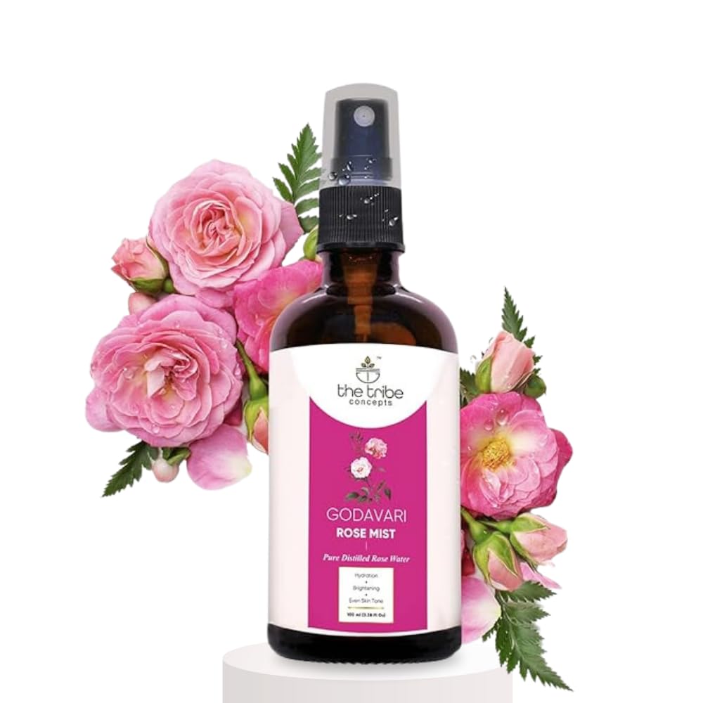 The Tribe Concepts Godavari Rose Mist Face Toner, Pure Distilled Rose Water For Hydration, Brightening & Even Skin Tone - 100 ml (Pack of 1)