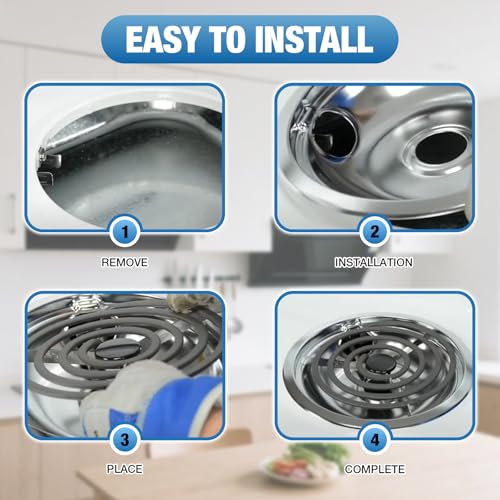 FrigeSwift WB31T10010 WB31T10011 Chrome Drip Pans Set (4 Pack) 2x6" & 2x8" by FRIGESWIFT - Used condition - Image 4
