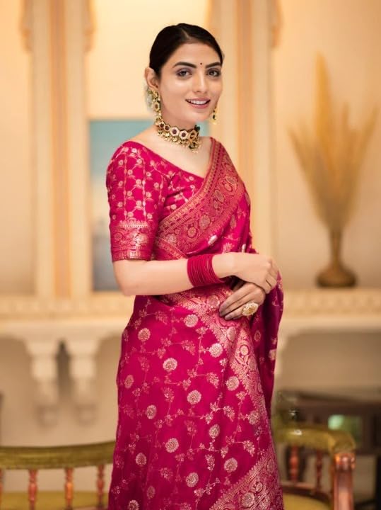 Image of Flosive Women's Soft Kangivaram Silk Saree With Copper Zari Weaving With Boluse