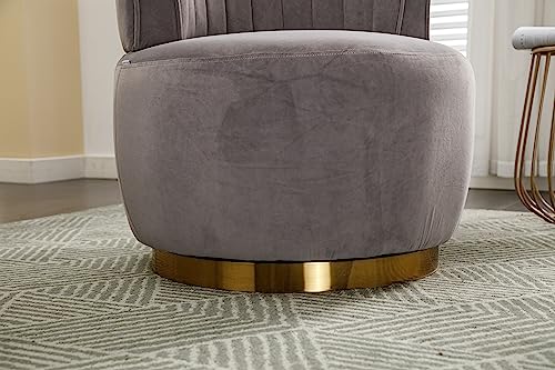 Sillón Redondo Plegable Terciopelo Gris miniatura 5