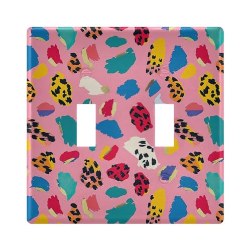 UMIRIKO Colorful Leopard Pink Light Switch Cover Plate Covers Decorative Double Toggle Home Decor 202b5860