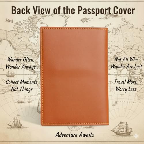 Image of Personalised Name & Charm Leather Passport Cover (TanBrown) | Customised Gifts for Men Women