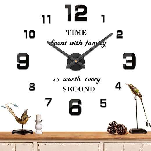 Mintime Modern Frameless DIY Wall Clock Large 3 D Wall Watch Mirror Numbers for Home Office product