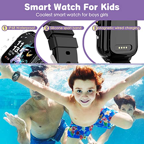 Smart Watch for Kids Boys Girls Learning Toys with 26 Games Camera Voice Music Video Player Recorder Pedometer Flashlight Alarm Clock Calendar IP67 Waterproof,4-12 Years Birthday