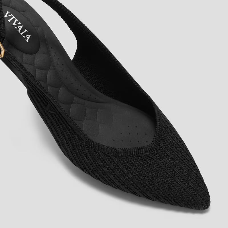VIVAIA Selena Pointed-Toe Kitten Slingback Elegant Arch Support3