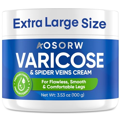 AOSORW Varicose & Spider Veins Cream – Natural Vein Treatment Leg Cream to Improve Circulation, Relieve Tired Legs & Swelling – Helps Reduce Appearance of Veins – 3.4 Fl Oz (Pack of 1)
