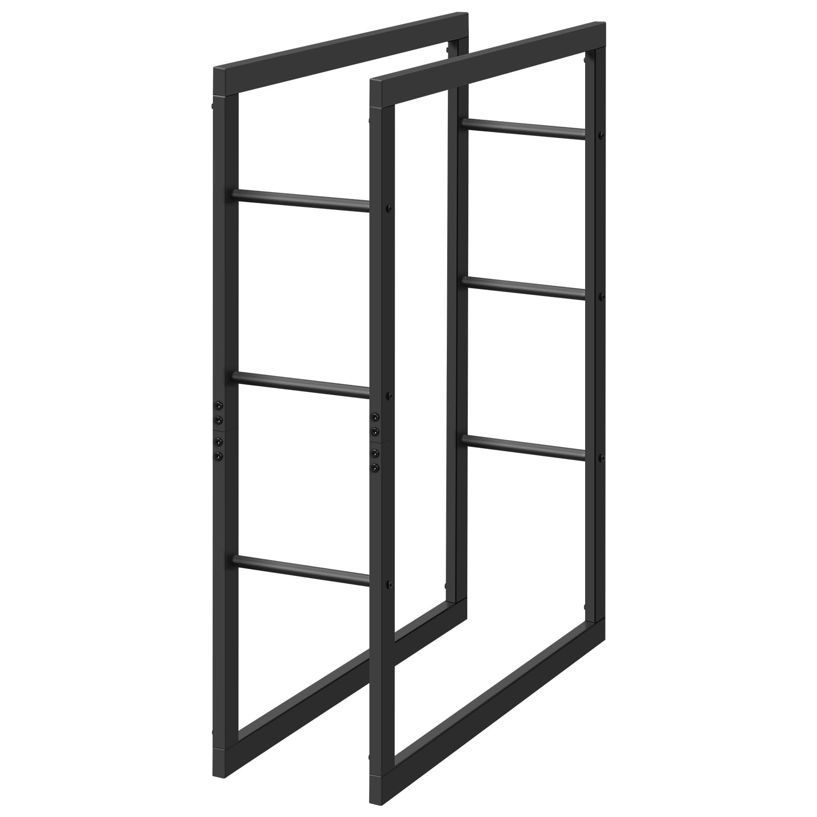 Laneetal Range-Bûches, Étagère pour Bois de Cheminée Intérieur Extérieur, 100x80x25cm, Métal, Noir