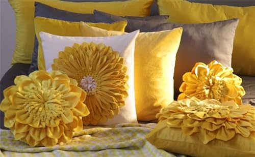 Oiseauvoler 3D Sunflowers Handmade Throw Pillow Covers Decorative Pillowcases Cushion Covers For Bed Living Room Farmhouse Decor Yellow 18X18 Inches #TOP5
