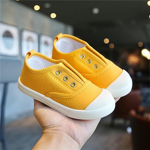 Toddler Baby Boys Girls Canvas Shoes Slip On Lace-up Sneakers Rubber Sole Lightweight Breathable Flat Trainers3