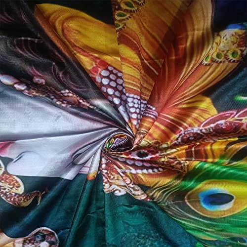 Image of 3D Digital Printed Heavy Fabric Bal Gopal Krishna God Design Curtains for Pooja Room, Temple, Home, 4x7 feet, Set of 1 Pc
