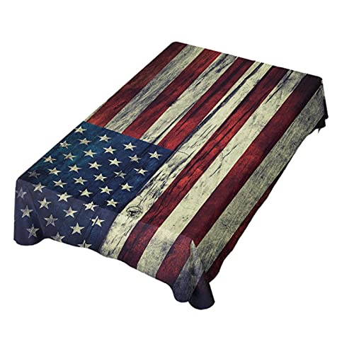 Dallonan Table Decoration for Party Vintage American Flag On Wooden Rectangle Table Cloth Polyester Tablecloth Rectangle Table 60 x 120 Inch for Dinner Table Decor by Dallonan - Used condition - US$29.17