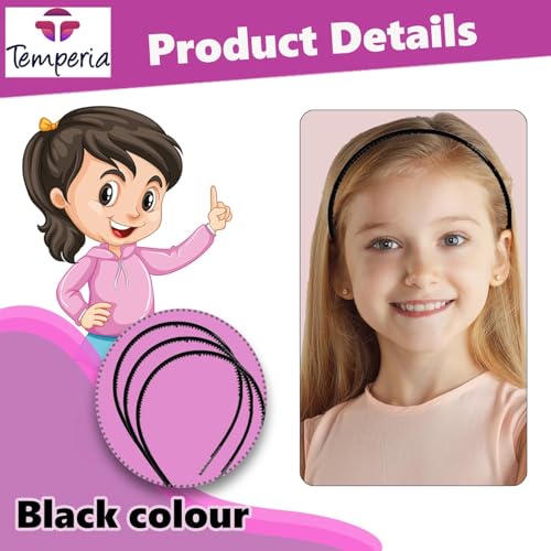 Image of TEMPERIA (3 pcs) Hair Band For Girls Women & Kids - Stylish & Fancy Hairband Headband Cute Accessories - Black