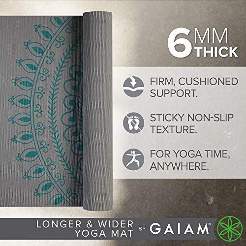 image for Gaiam Yoga Mat Premium Print Extra Thick Non Slip Exercise & Fitness M