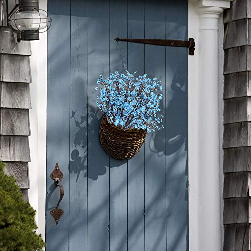 Nahuaa 4Pcs Blue Babys Breath Artificial Flowers Fake Silk Real Touch Floral Bouquet Home Office Farmhouse Wedding Centerpiece Arrangements Decor For Vase #TOP5