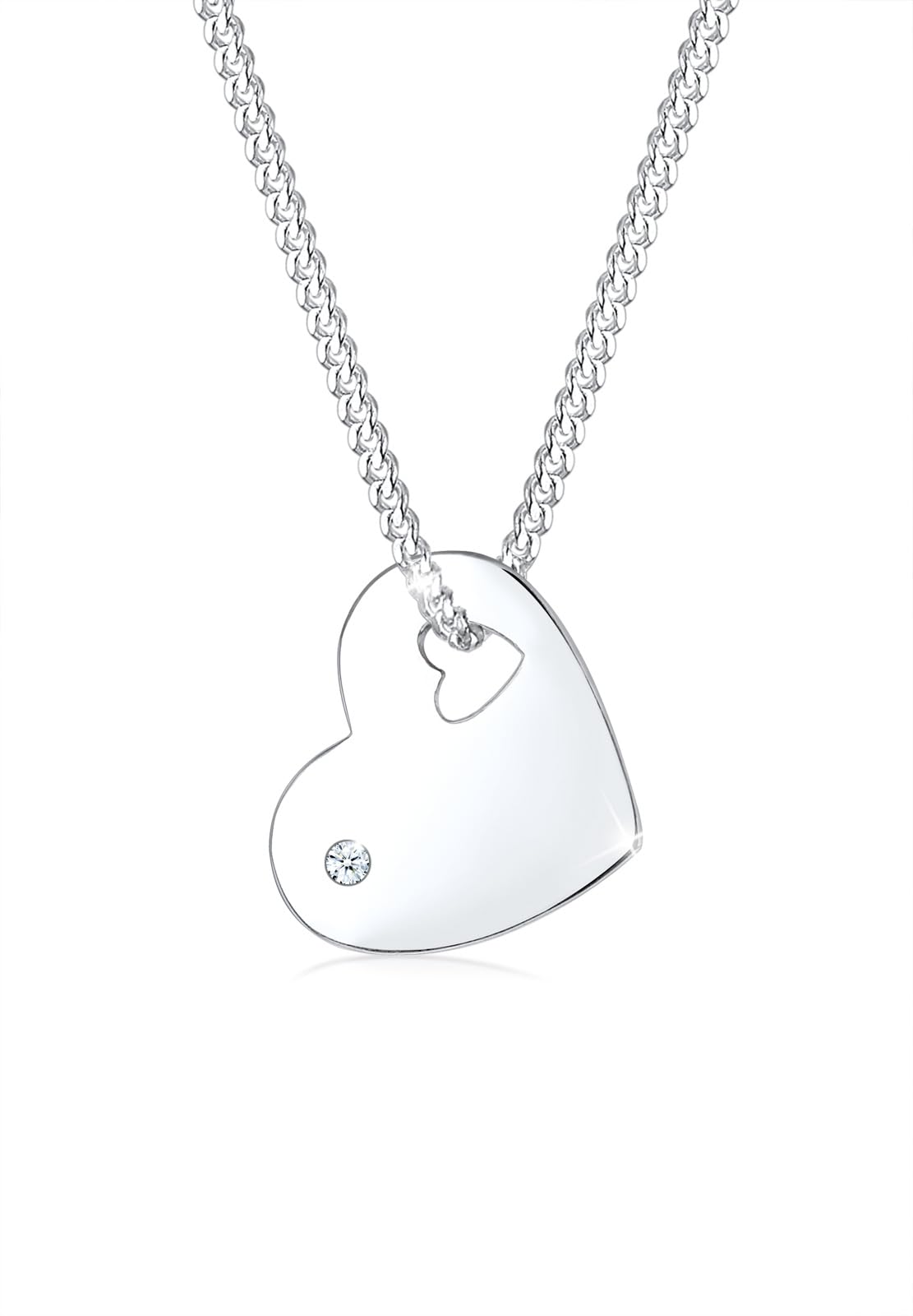 Elli DIAMONDS Necklace Women Heart Pendant Symbol Solitaire with Diamond (0.015 ct.) in 925 Sterling Silver